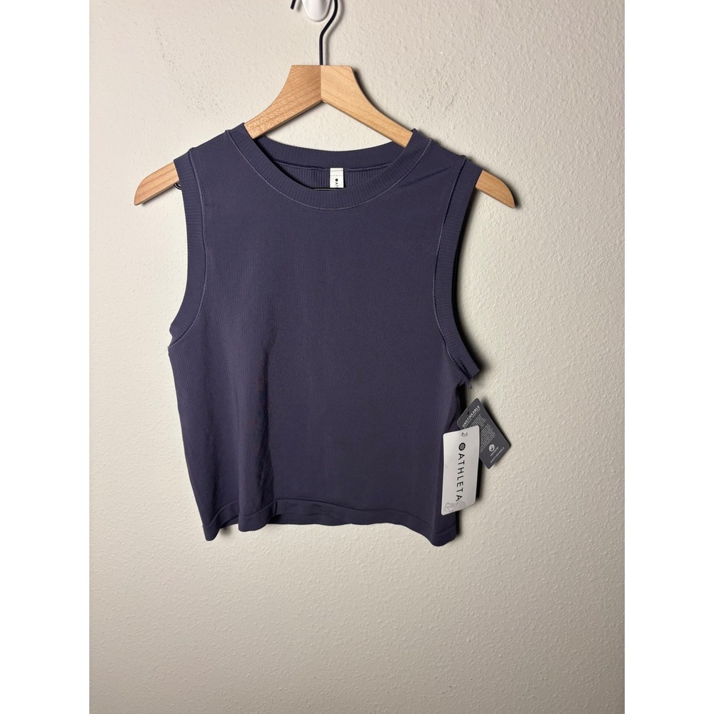 Athleta Renew Seamless Muscle Tank XL Purple Sleeveless Ribbed Crop Top 586282